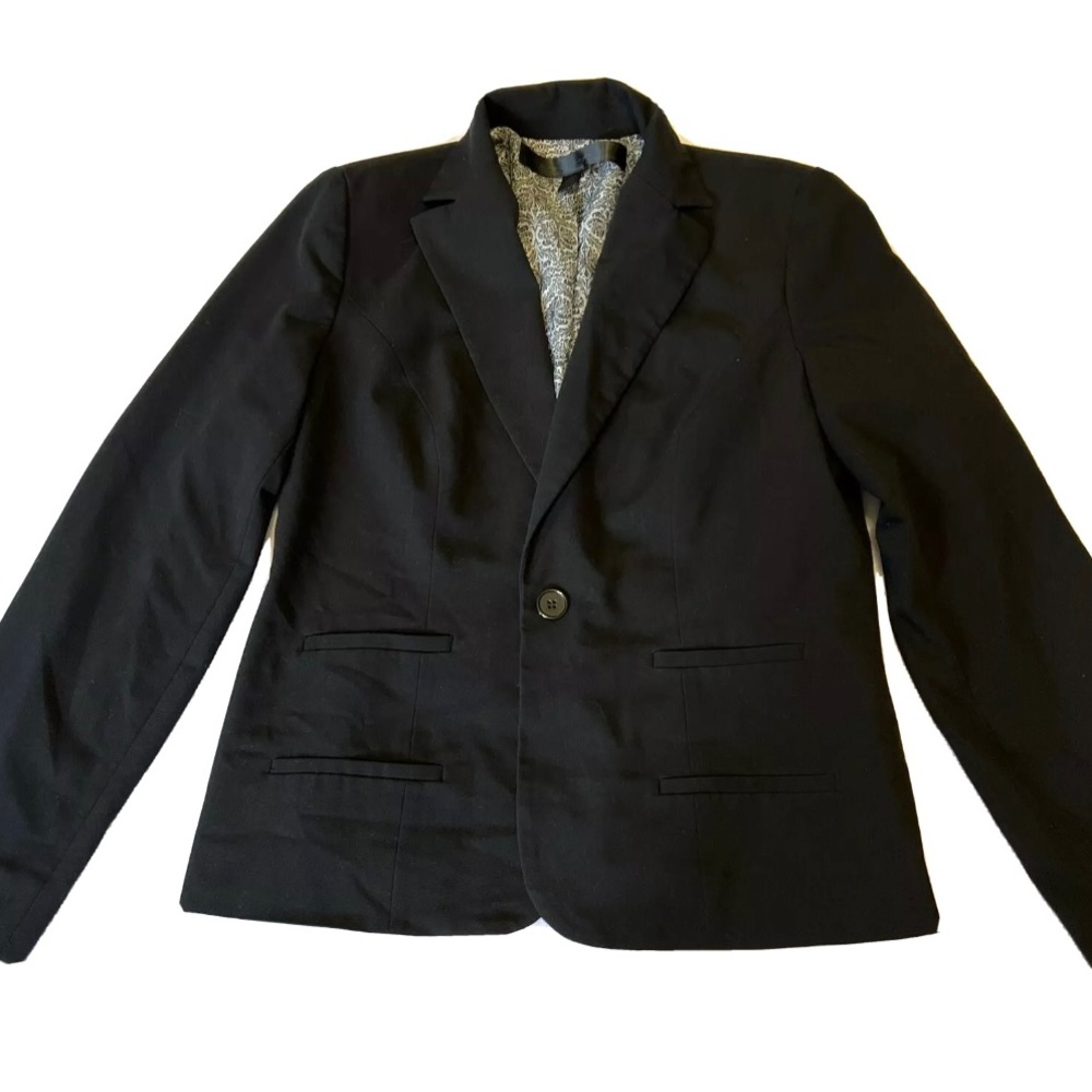 Womens Apostrophe Black Collared Blazer Suit Jacket - sz 8
